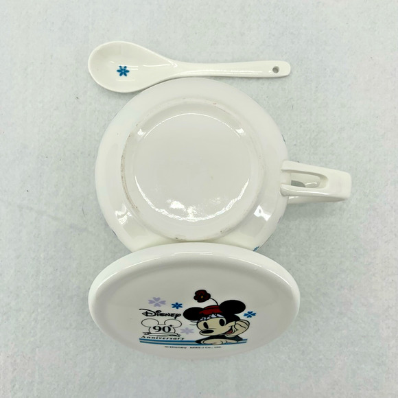Disney 90th Anniversary Ceramic Soup Mug w/Lid & Spoon Mike-J Co Minnie Mouse - Picture 6 of 8